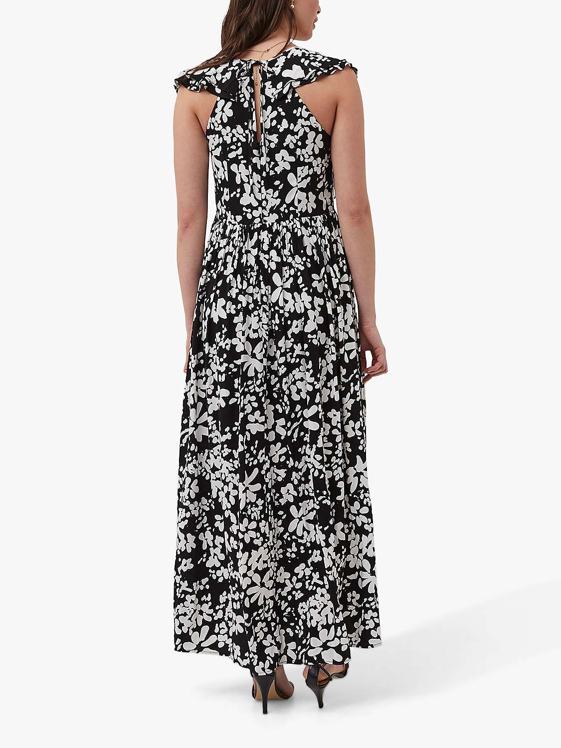 French Connection Floral Drape Strappy Dress, Black/Summer White at ...