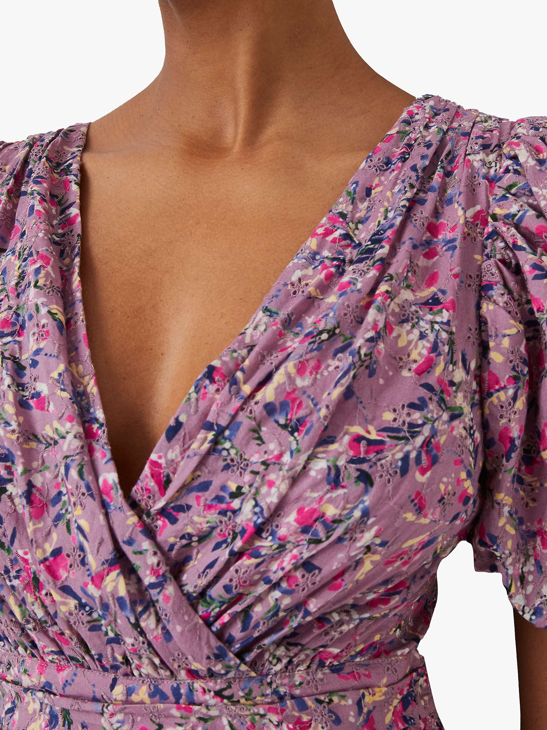 Buy French Connection Flores Floral Print Cotton Midi Dress, Mauve Mist/Multi Online at johnlewis.com