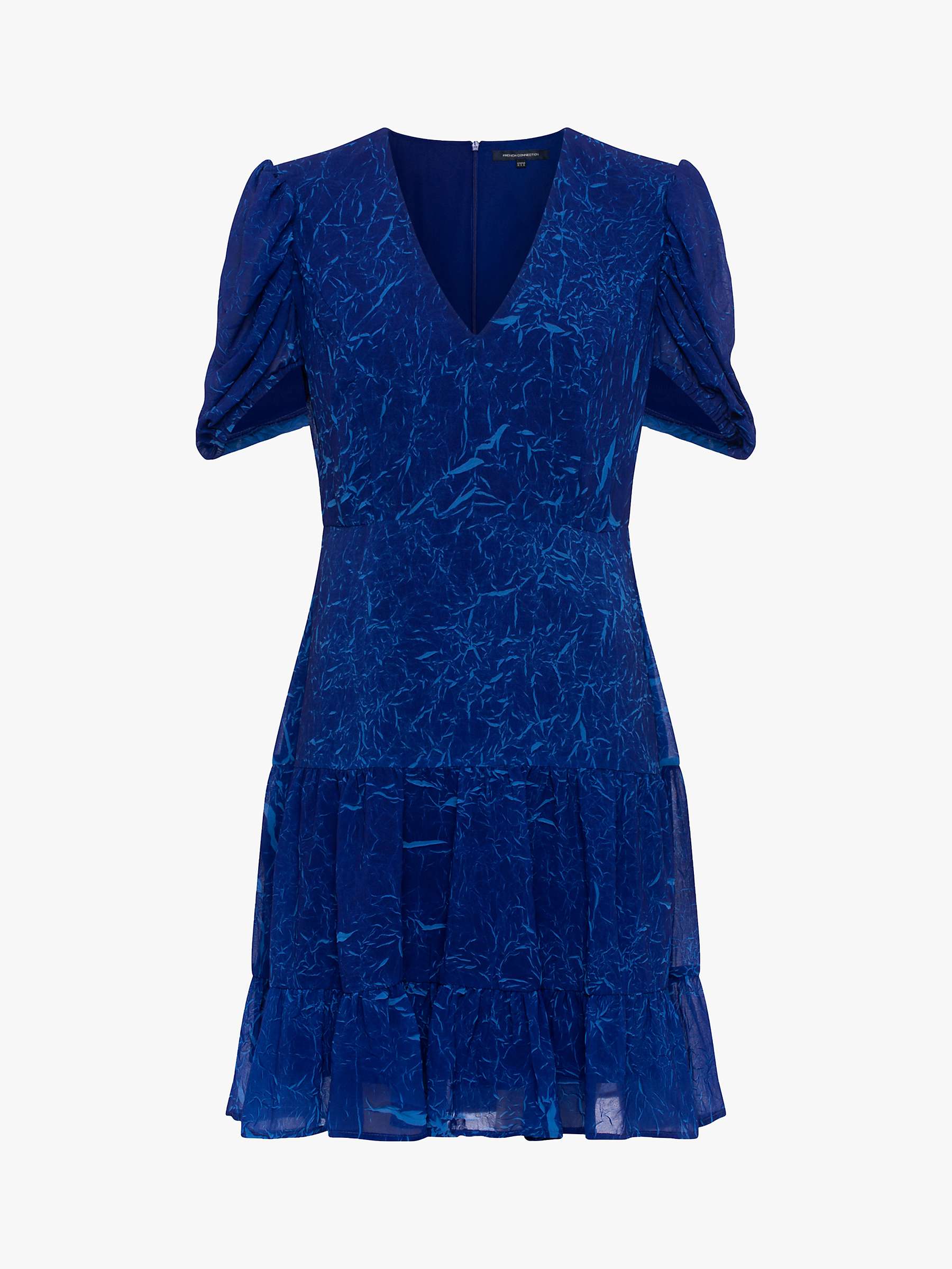 Buy French Connection Calandra Puff Sleeve Abstract Print Dress, Blue Online at johnlewis.com