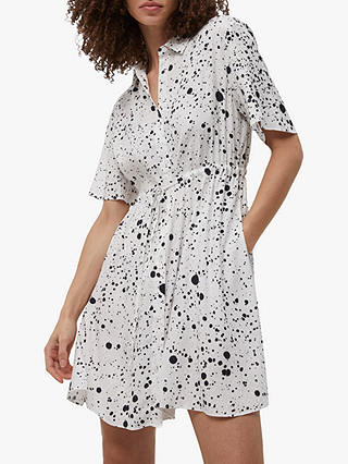 French Connection Droplet Abstract Print Shirt Dress, Summer White/Black