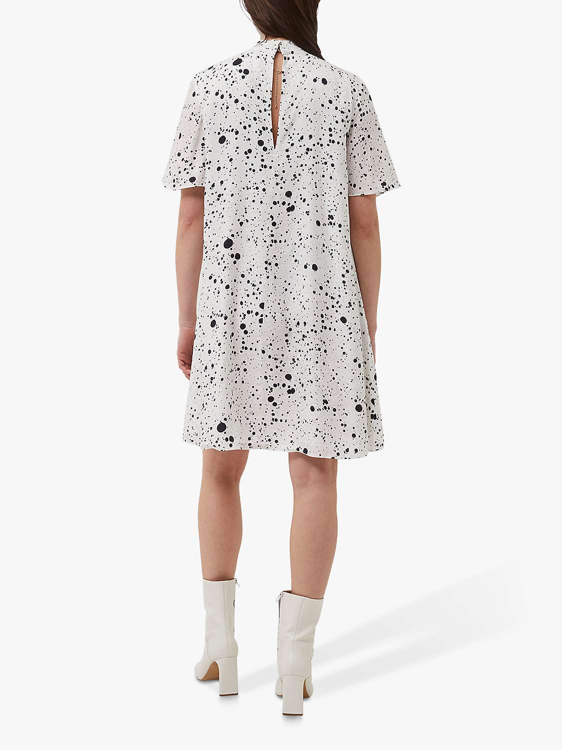 Buy French Connection Droplet Abstract Print Draped Dress, Summer White/Black Online at johnlewis.com