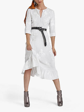 French Connection Dija Embroidered Midi Dress, Summer White