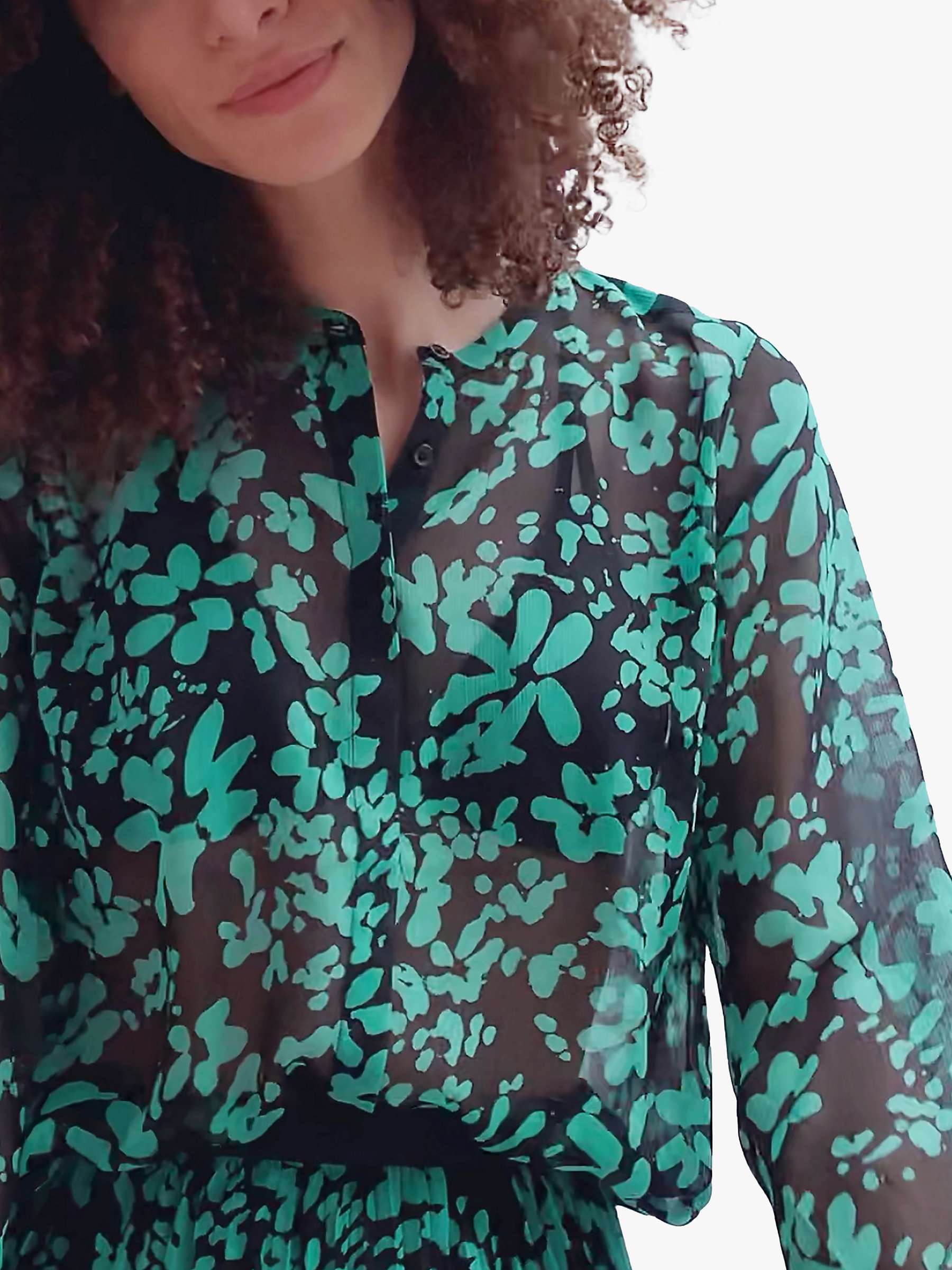 Buy French Connection Floral Print Blouse, Palm Green/Black Online at johnlewis.com