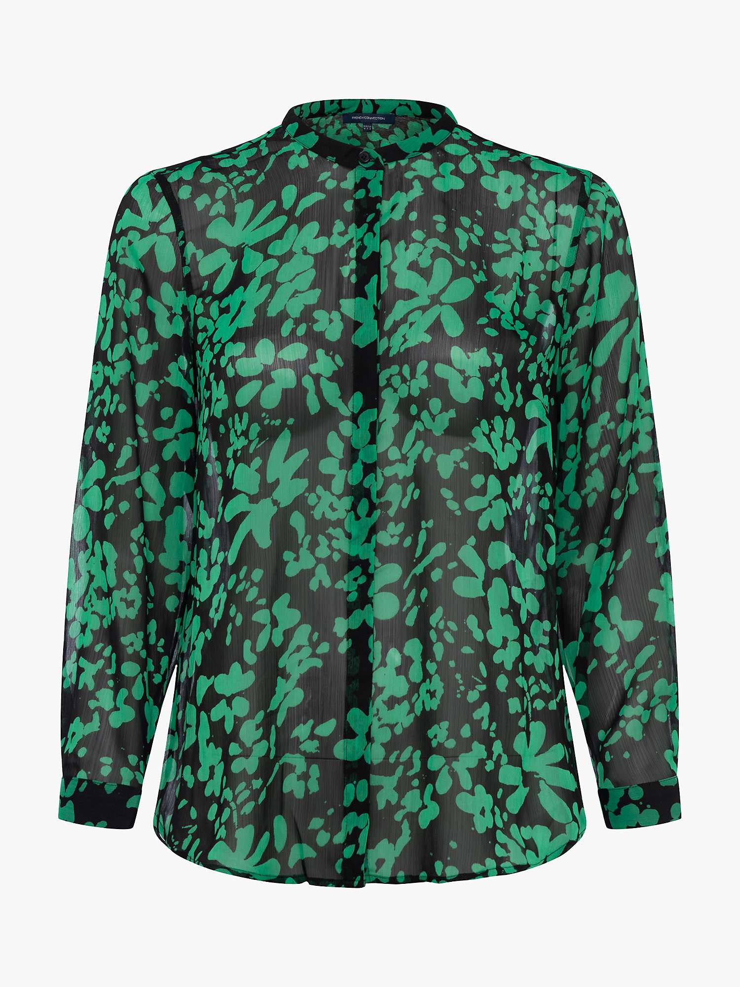 Buy French Connection Floral Print Blouse, Palm Green/Black Online at johnlewis.com