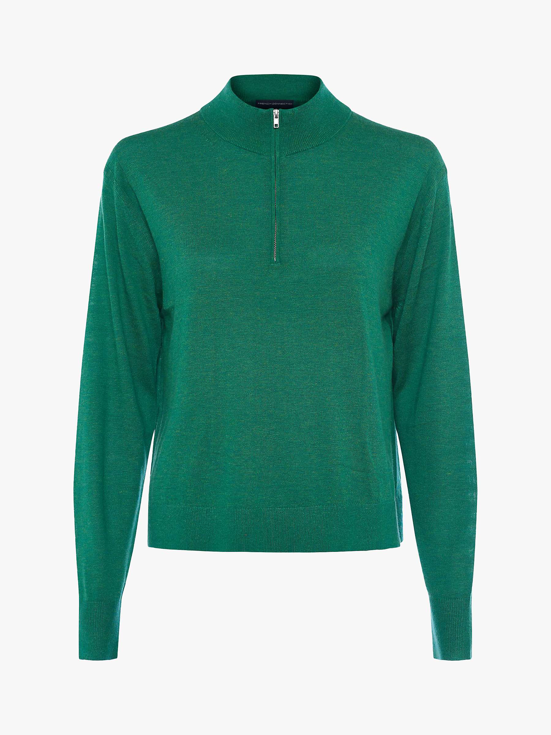 Buy French Connection Loxi Recycled Half Zip Jumper, Palm Green Online at johnlewis.com