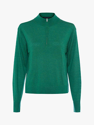 French Connection Loxi Recycled Half Zip Jumper, Palm Green
