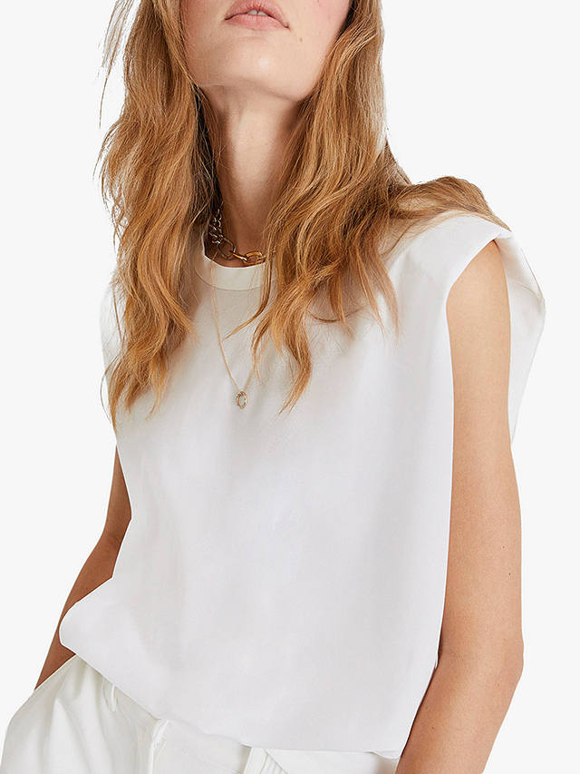 French Connection Shoulder Pad Crepe Tank Top, Summer White