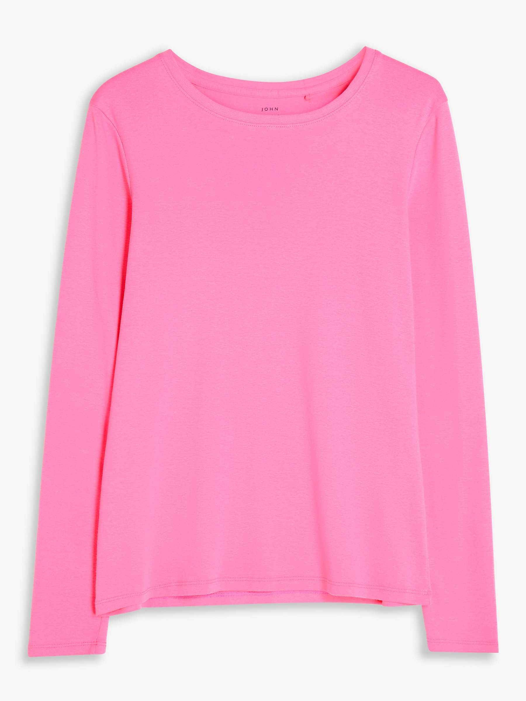 John Lewis & Partners Pure Cotton Long Sleeve Crew Neck T-Shirt, Pink ...