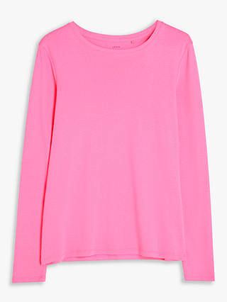 John Lewis & Partners Pure Cotton Long Sleeve Crew Neck T-Shirt, Pink ...