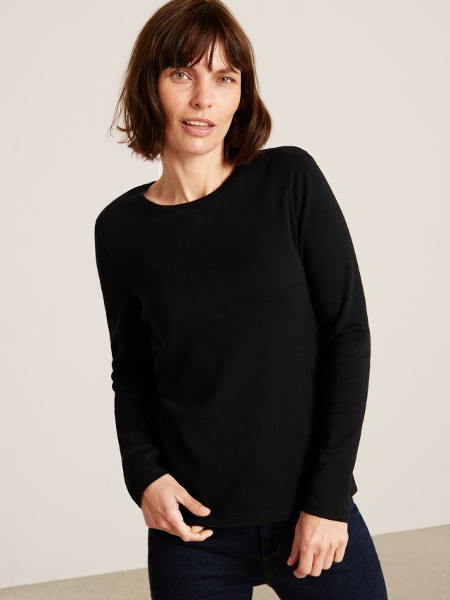 Basic Cobalt Blue Crew Neckline Long Sleeves Cotton T-Shirt