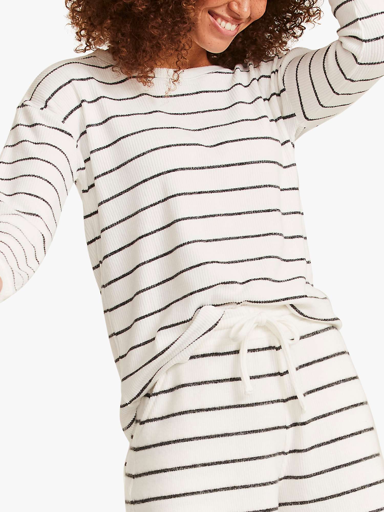 Buy FatFace Stripe Ribbed Crew Neck Pyjama Top, Ivory Online at johnlewis.com