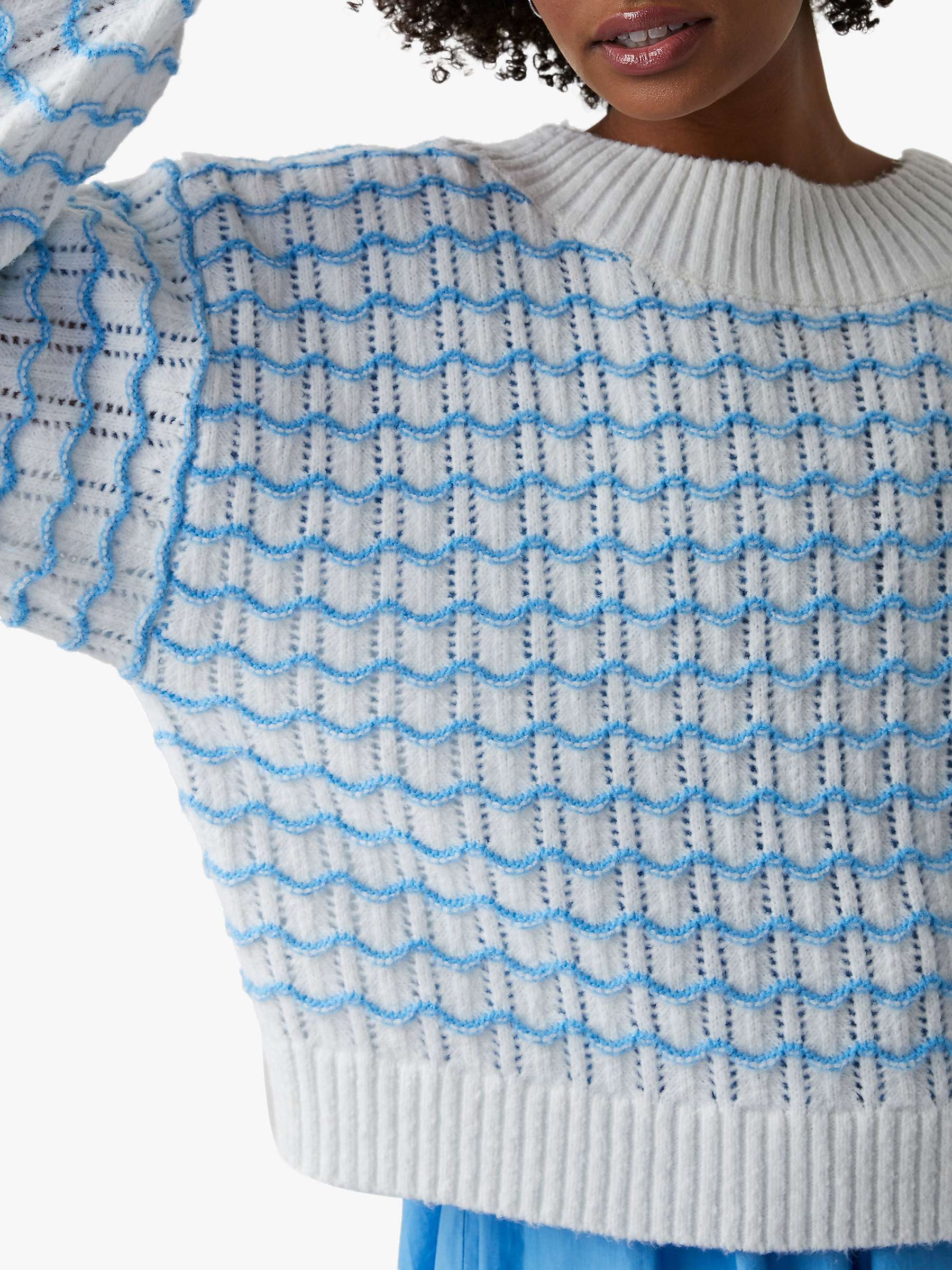 Buy Great Plains Primm Knitted Jumper, Milk/Aegean Blue Online at johnlewis.com