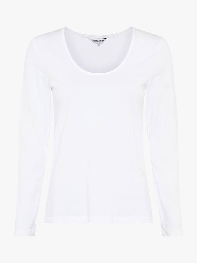 Great Plains Organic Cotton Long Sleeve Top, White
