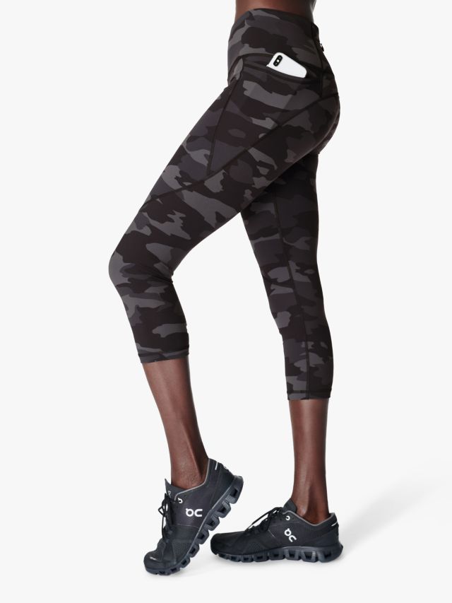 Sweaty Betty Power Cropped Gym Leggings, Black Camo Print, XXS