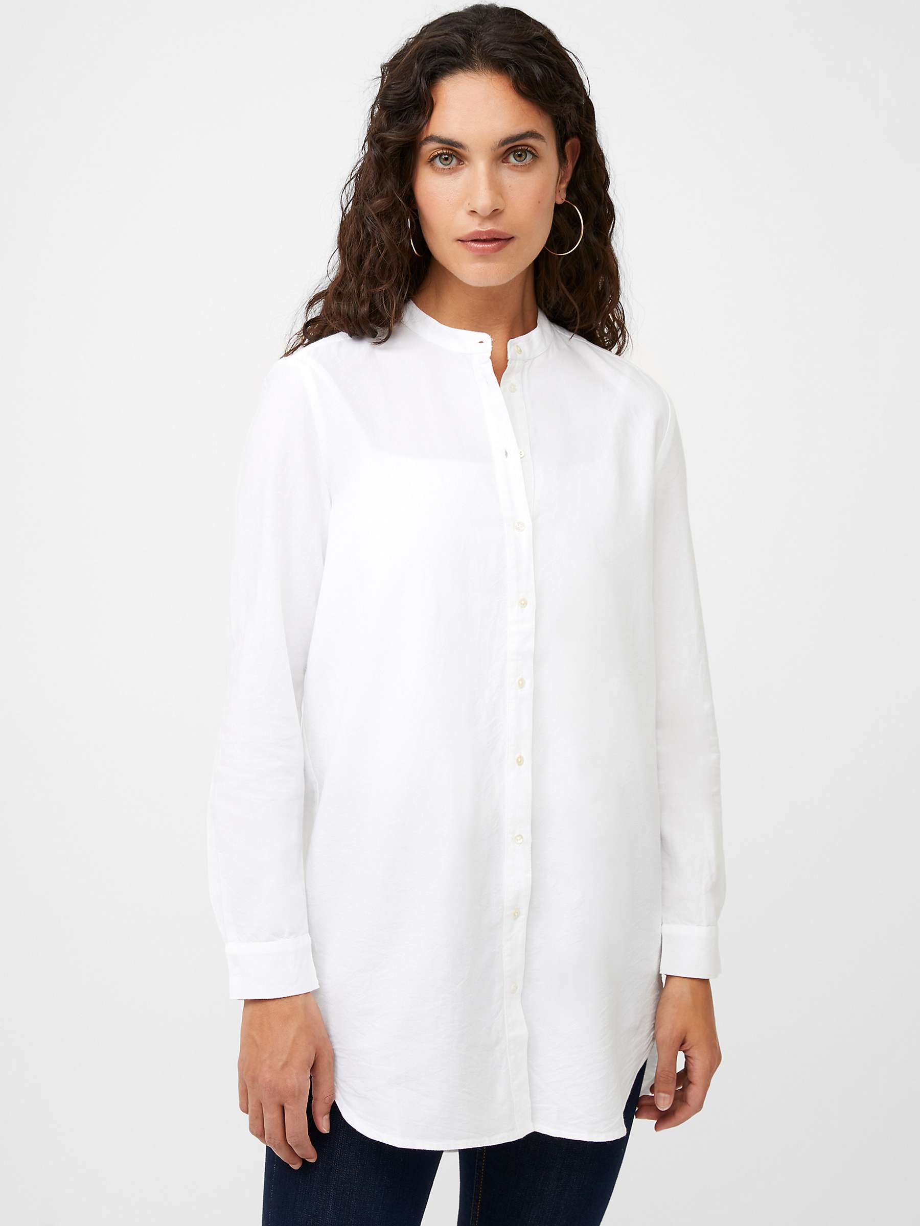 Great Plains Core Oxford Longline Cotton Shirt, White at John