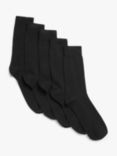John Lewis ANYDAY Cotton Rich Plain Men's Socks, Pack of 5, Black