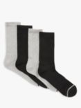 John Lewis Cotton Rich Men's Socks, Pack of 4, Grey/Black