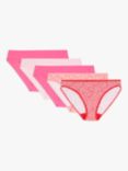 ANYDAY John Lewis & Partners Hearts Bikini Knickers, Pack of 5, Pink Multi