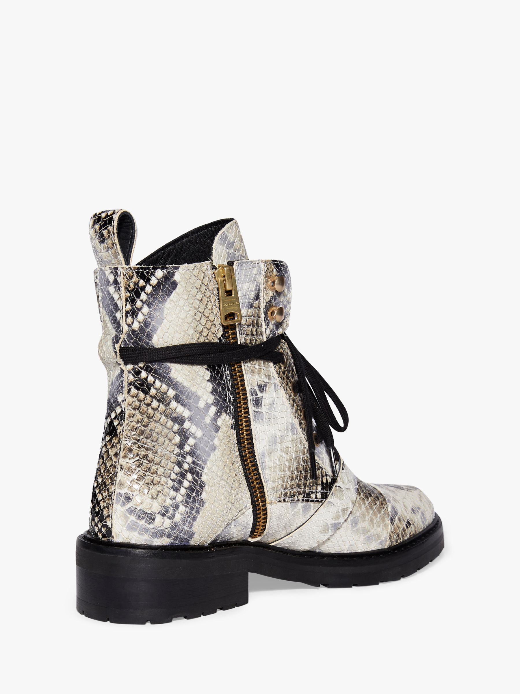 snake print lace up boots