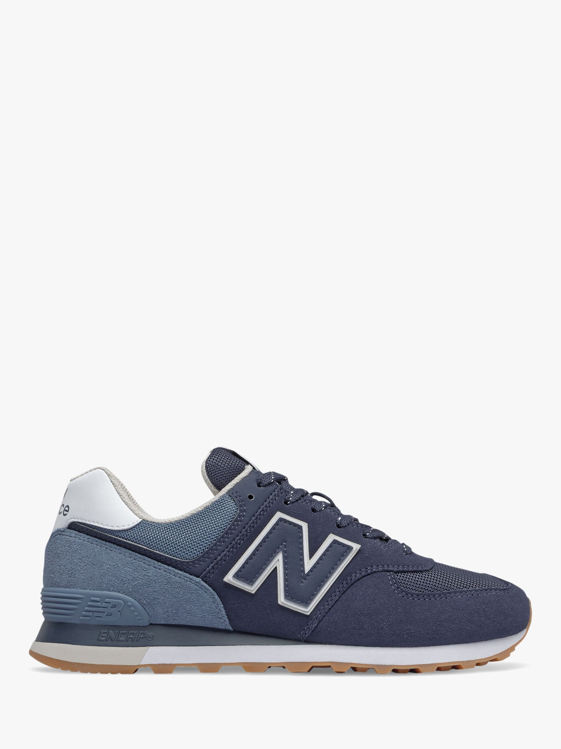 New Balance 574 Suede Trainers, Navy/Deep Porcelain Blue at John Lewis ...