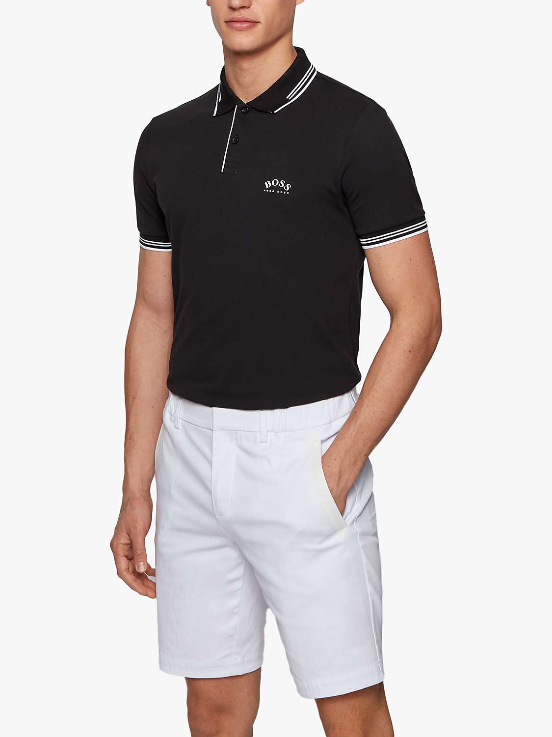 Buy BOSS Paul Curve Short Sleeve Polo Shirt, Charcoal Online at johnlewis.com