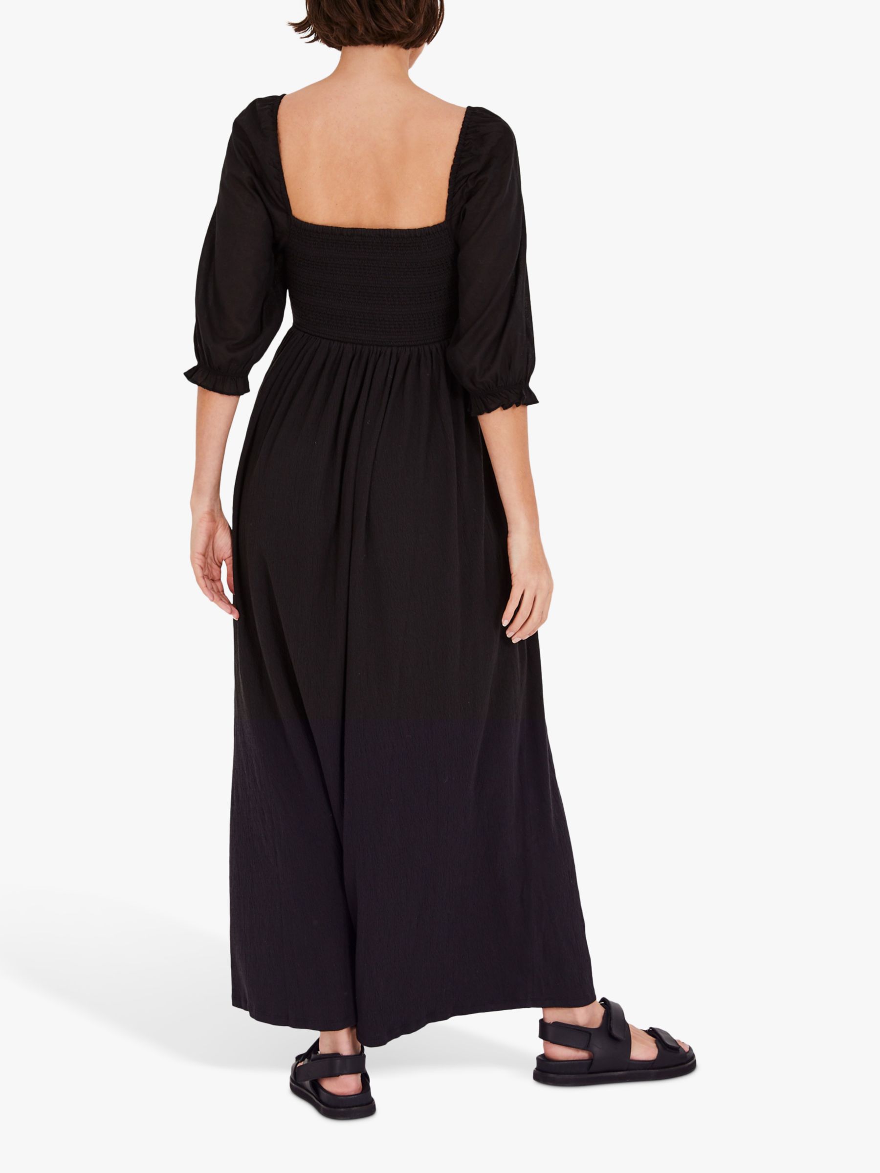 hush Puff Sleeve Maxi Dress, Black at John Lewis & Partners