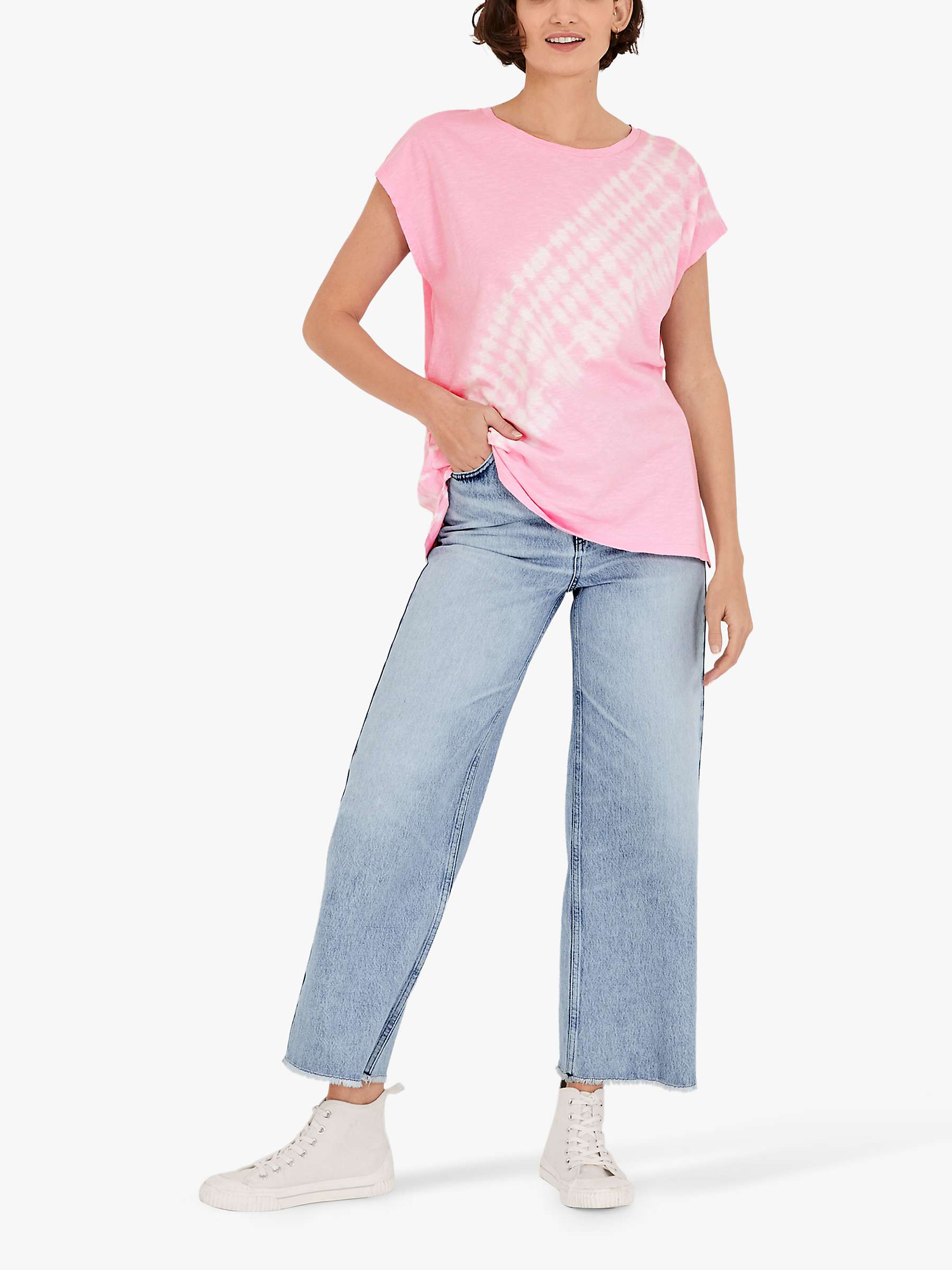 Buy hush Tie Dye Relaxed Boyfriend T-Shirt, Summer Pink Online at johnlewis.com