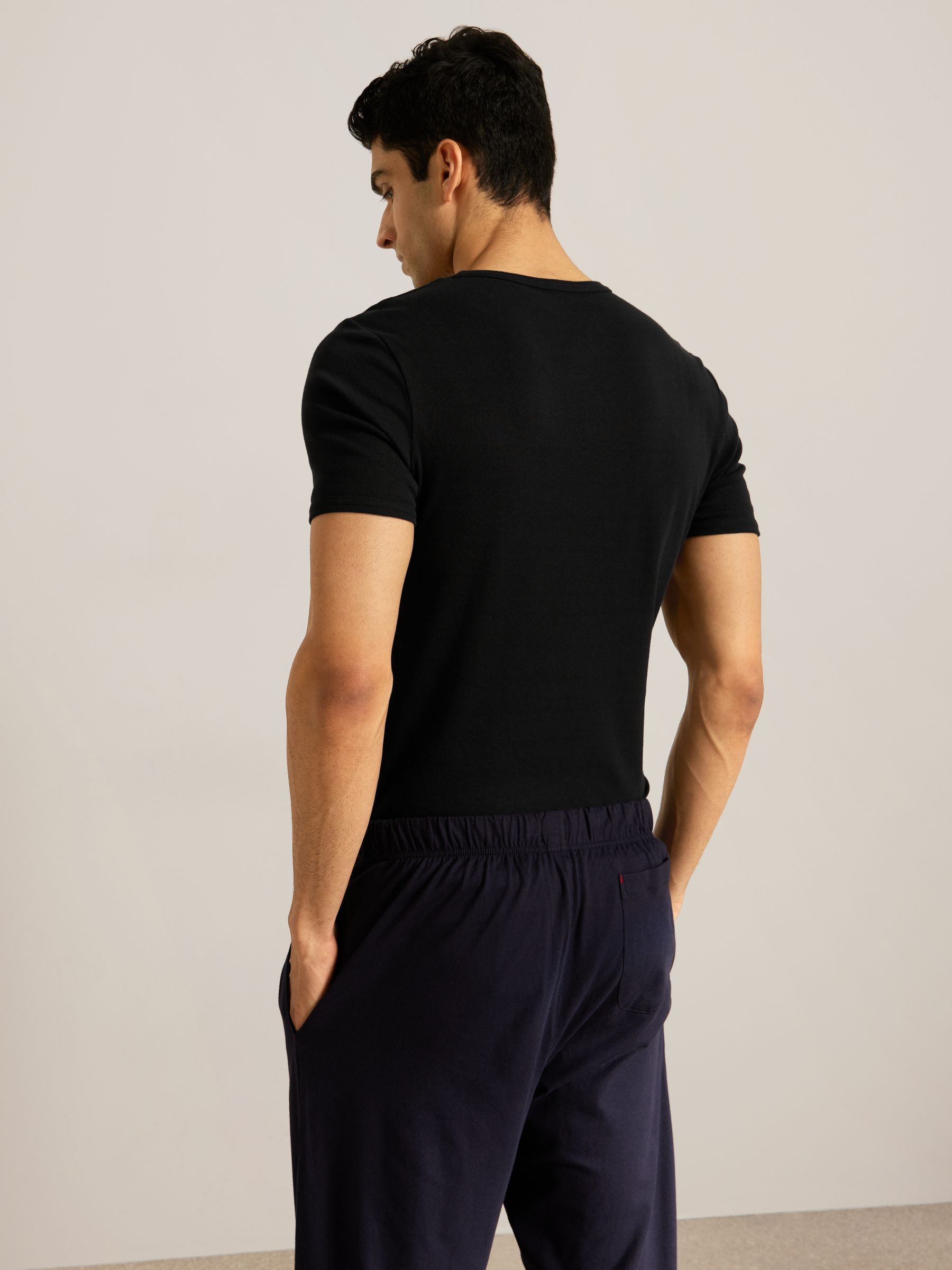 John Lewis & Partners Jersey Organic Cotton Short Sleeve Vests, Pack of 2, Black, S