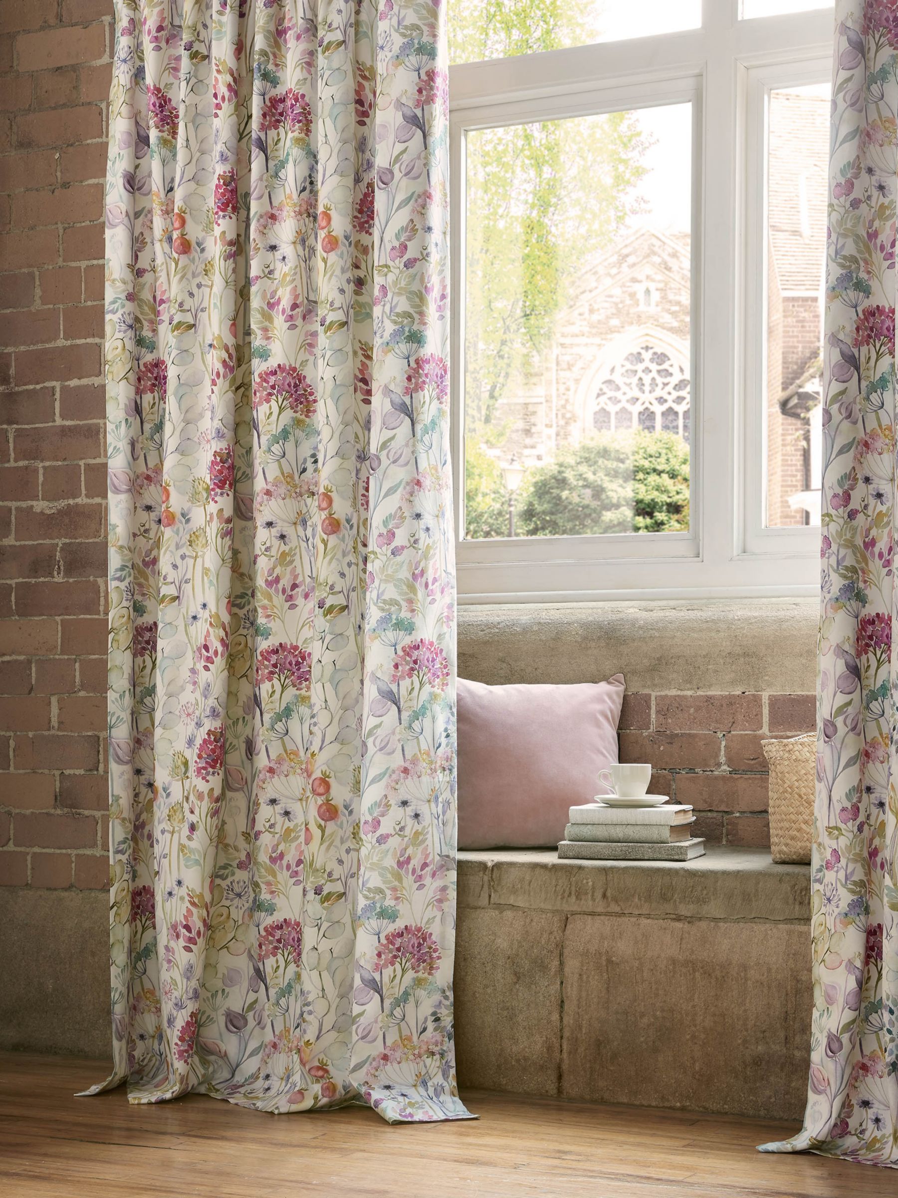 Voyage Country Hedgerow Pair Lined Pencil Pleat Curtains Lotus W168 X Drop 183cm