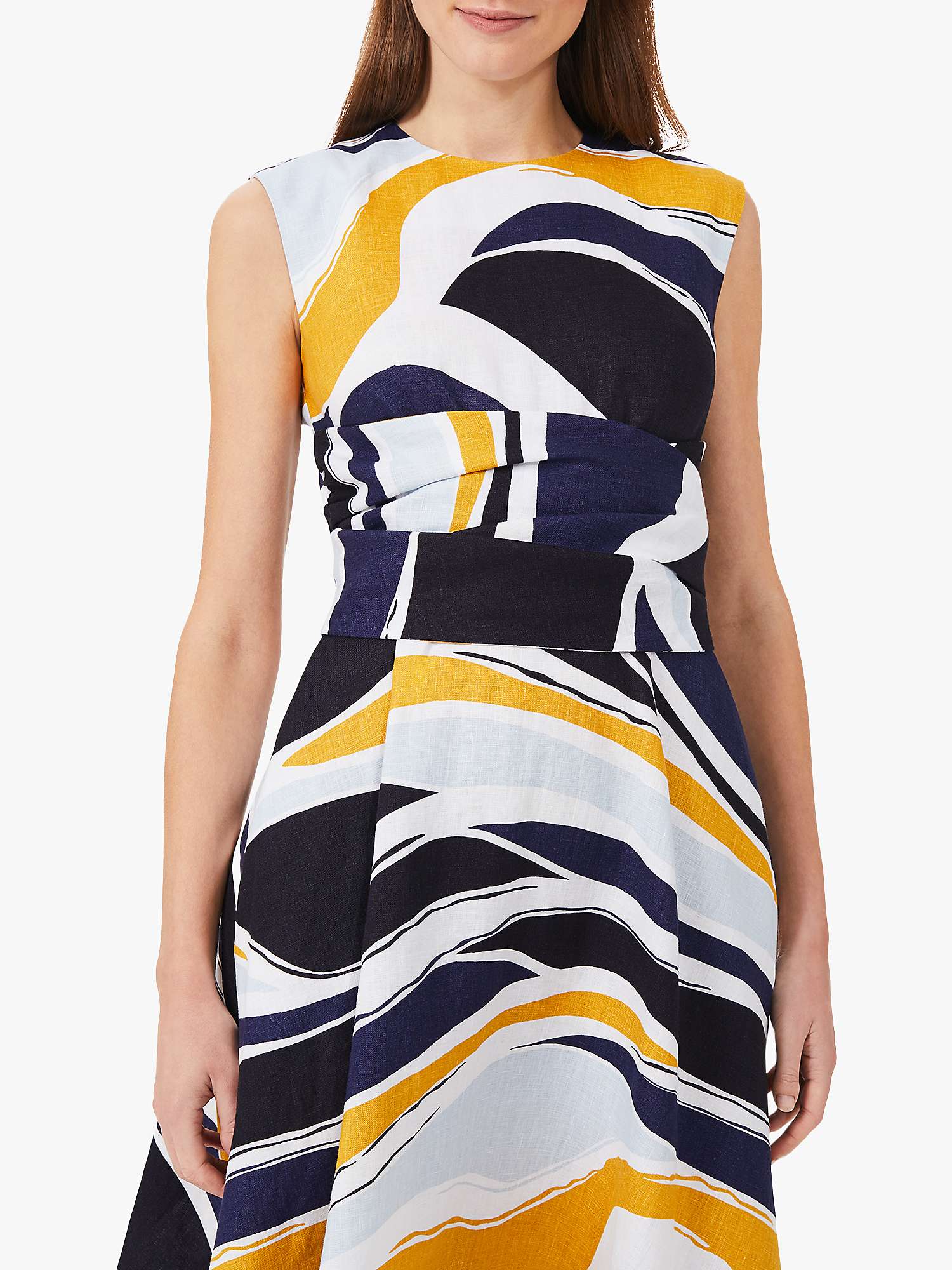 Buy Hobbs Twitchill Linen Abstract Knee Length Dress, Multi Online at johnlewis.com