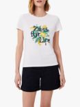 Hobbs Pixie Zest For Life T-Shirt, White/Yellow