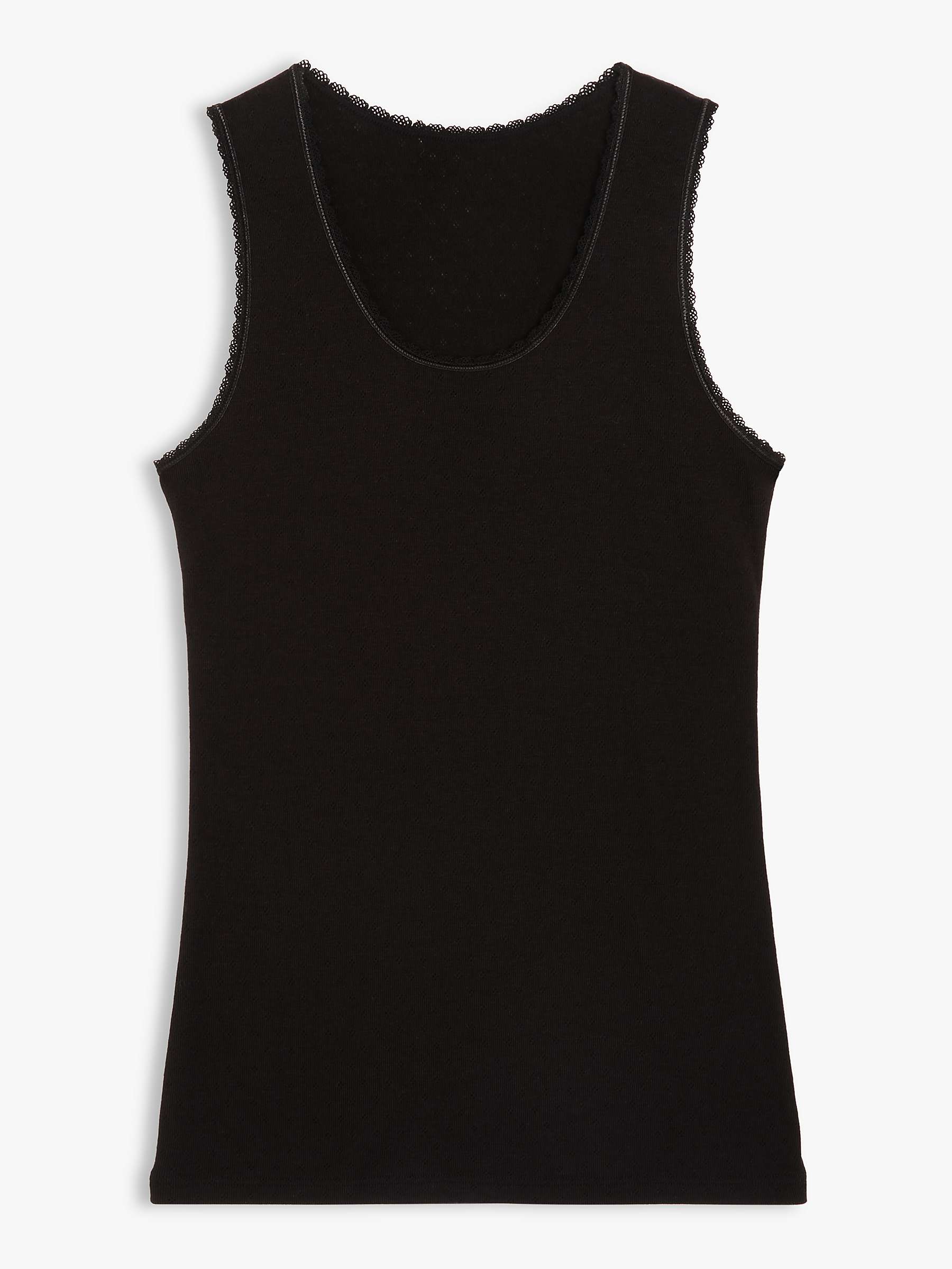 John Lewis Thermal Vest Top, Black at John Lewis & Partners
