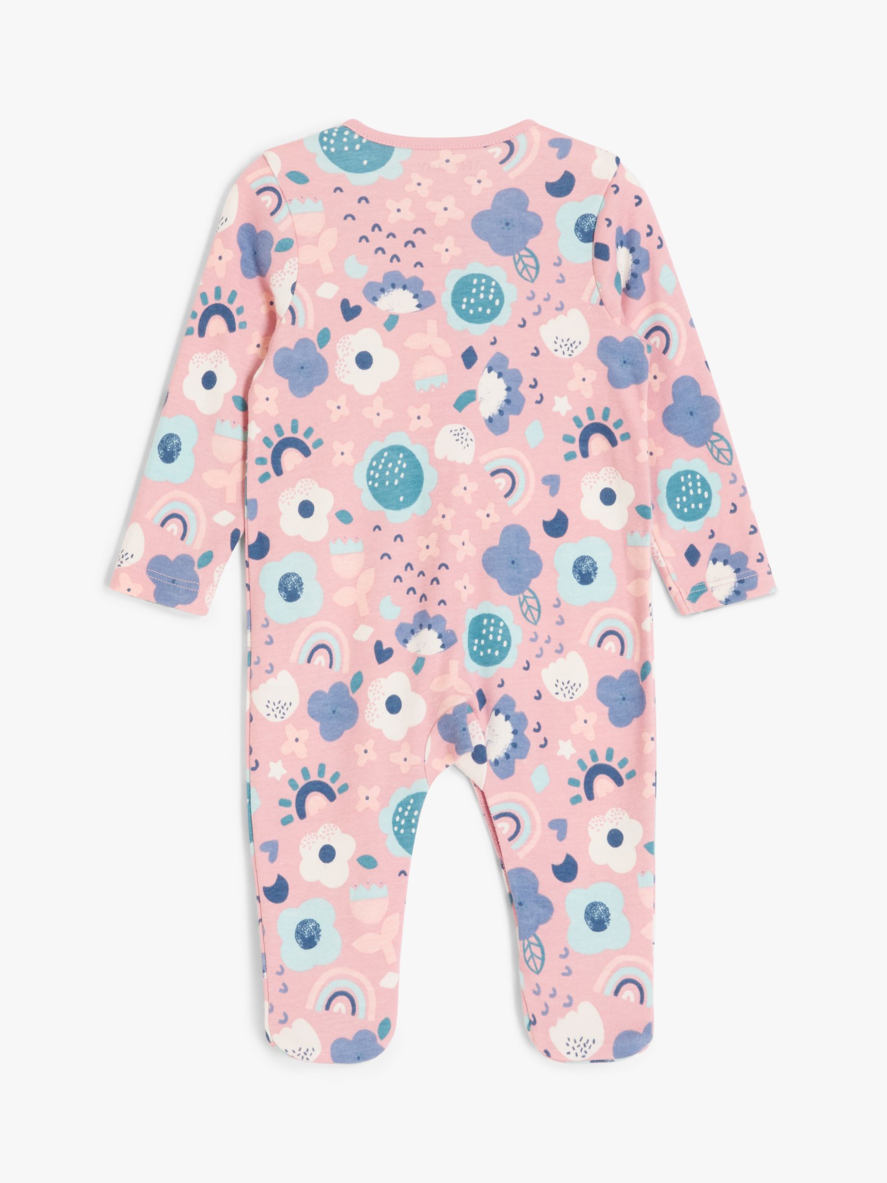 ANYDAY John Lewis & Partners Baby Flowers Sleepsuit, Pink