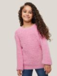 John Lewis & Partners Kids' Textured Eyelash Jumper, Pink