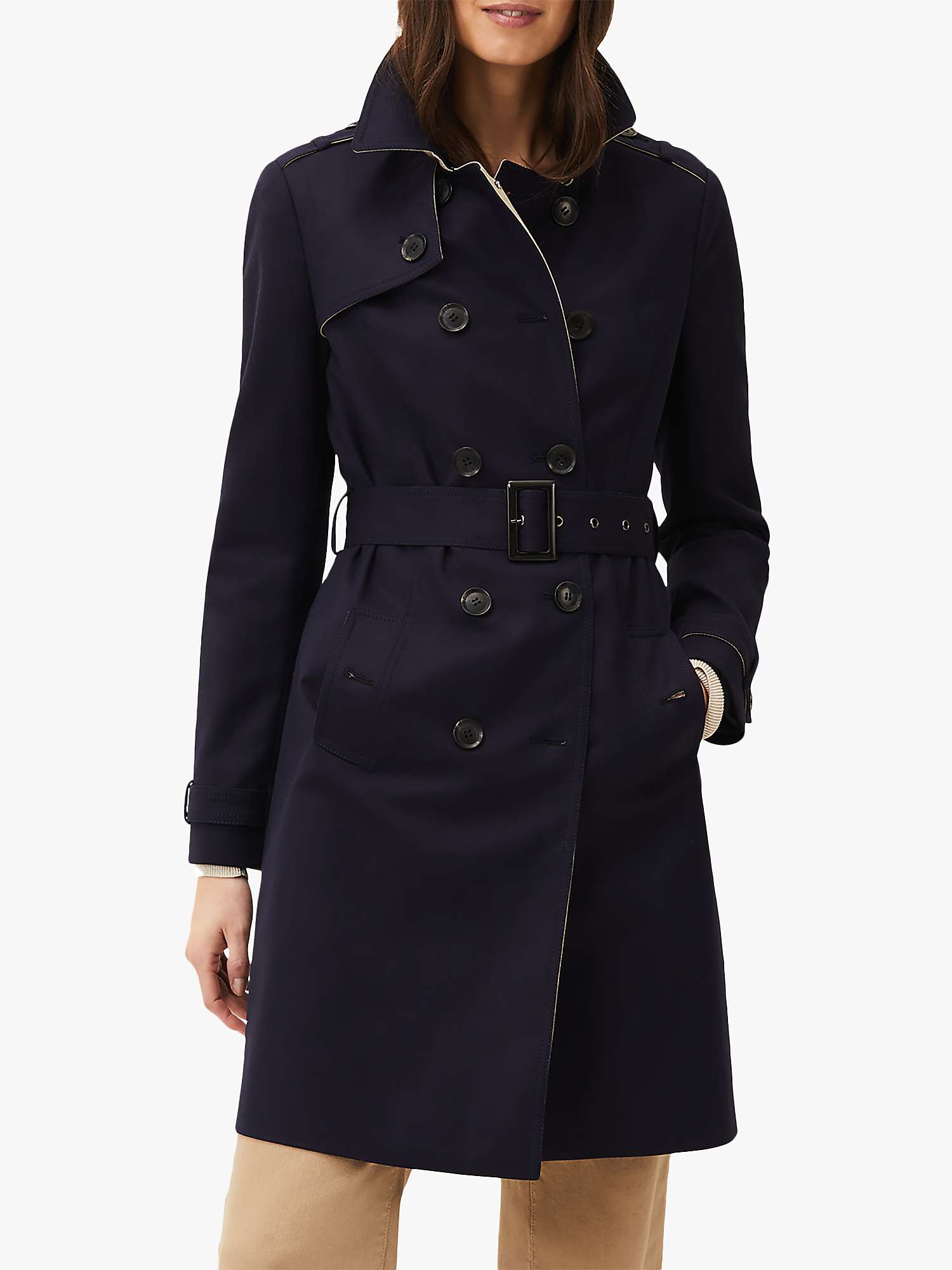 Phase Eight Tabatha Trench Coat, Navy at John Lewis & Partners