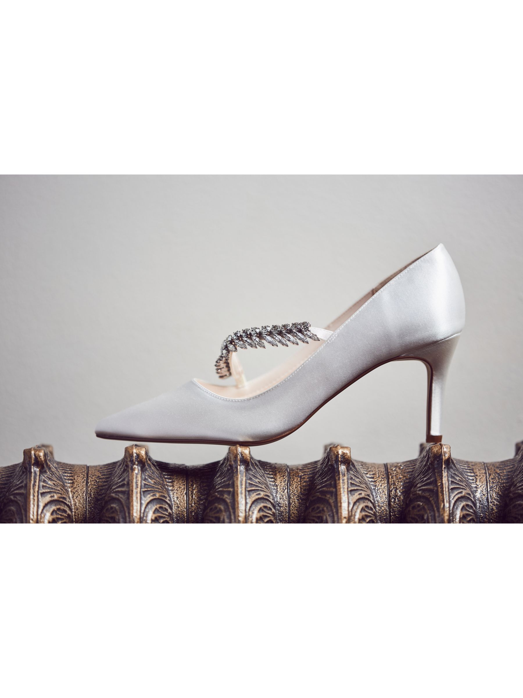 Buy Rainbow Club Crystal Satin Court Shoes, Ivory Online at johnlewis.com