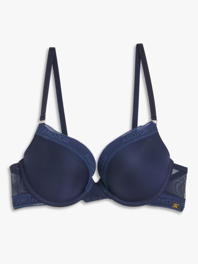 AND/OR Fleur Underwired Push Up Bra, Midnight/Denim, 32B