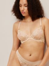 AND/OR Wren Lace Underwired Plunge Bra, B-F Cup Sizes, Dark Sea