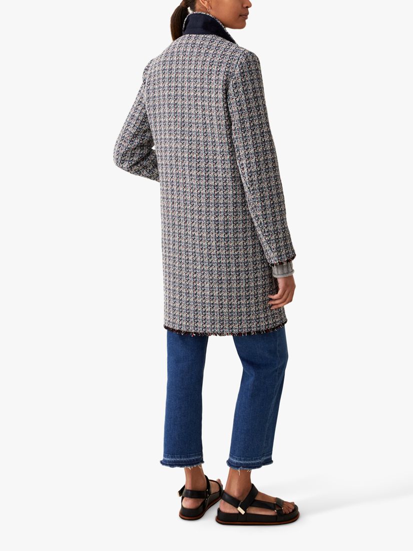 Jigsaw Cotton Boucle Coat, Blue/Multi