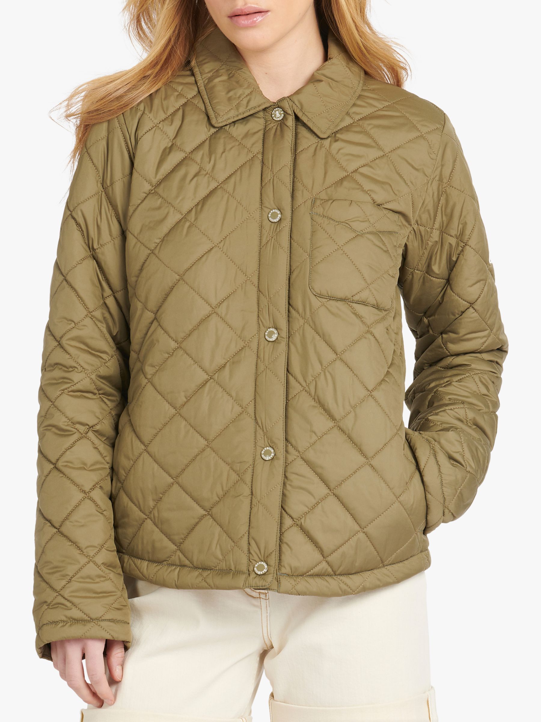 Barbour Blue Caps Quilted Jacket, Khaki at John Lewis & Partners