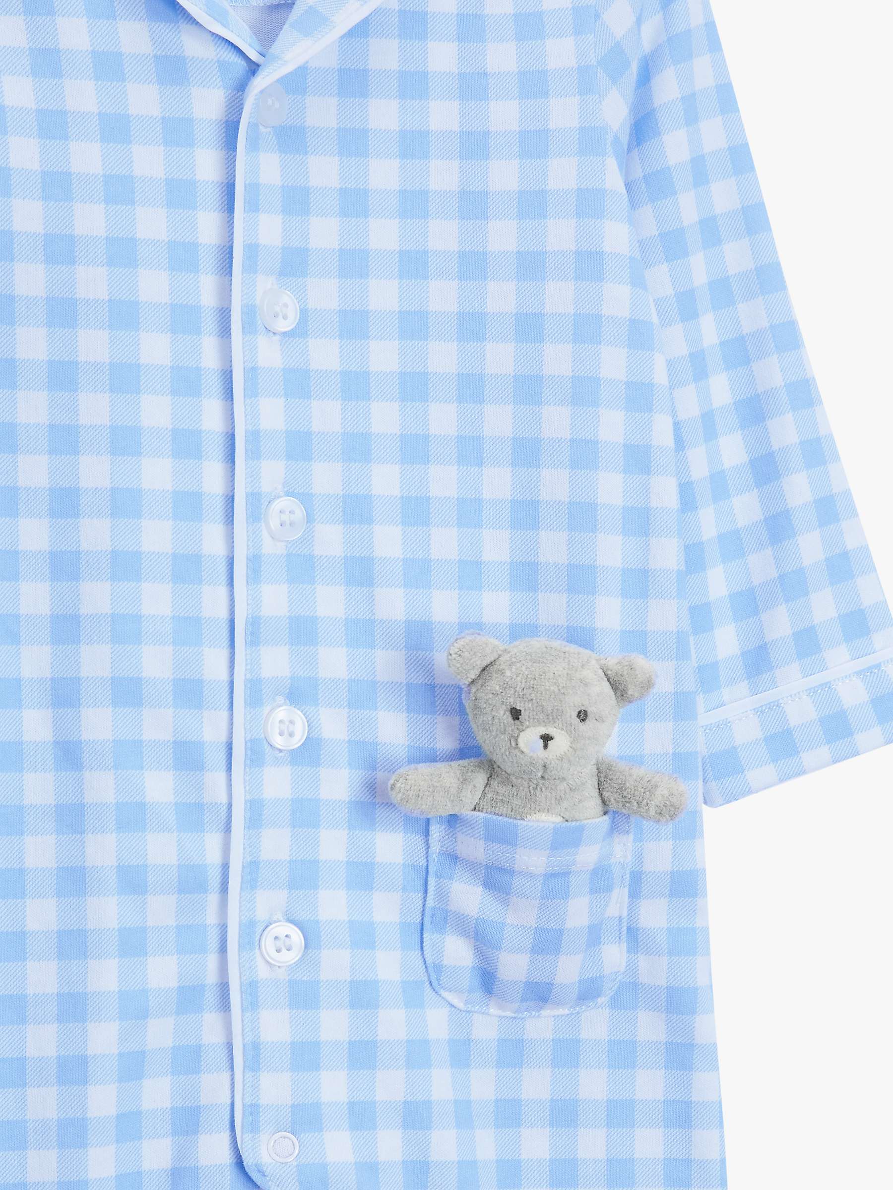 Buy John Lewis Baby Gingham Check Pyjama Romper & Teddy Bear Set Online at johnlewis.com