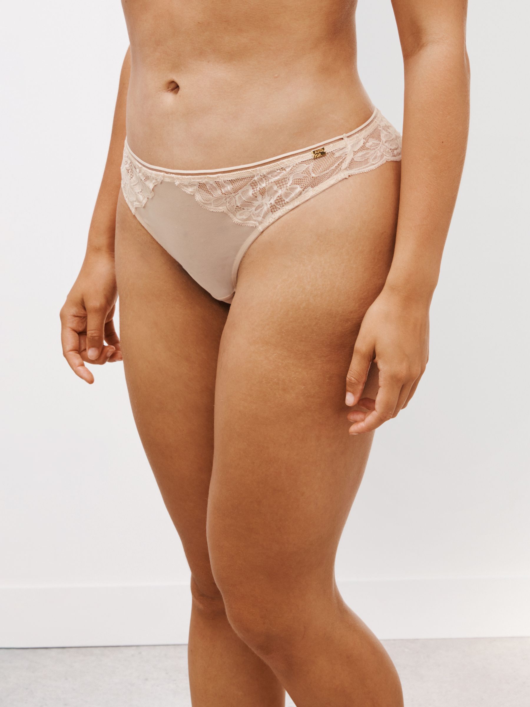 AND/OR Wren Lace Brazilian Knickers, Almond at John Lewis & Partners