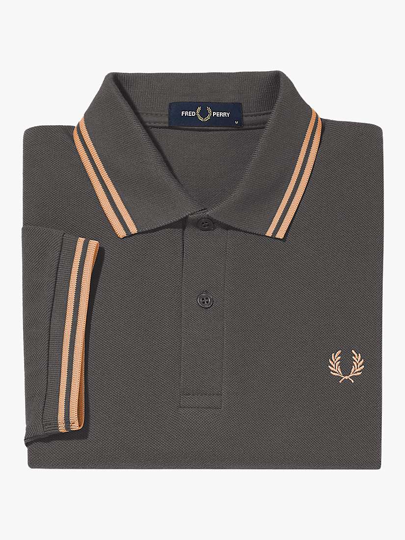 Fred Perry Twin Tipped Polo Shirt, Gunmetal at John Lewis & Partners