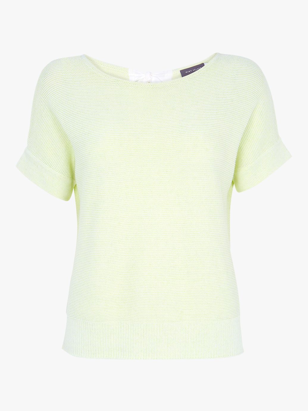 Mint Velvet Short Sleeve Knitted Top, Green