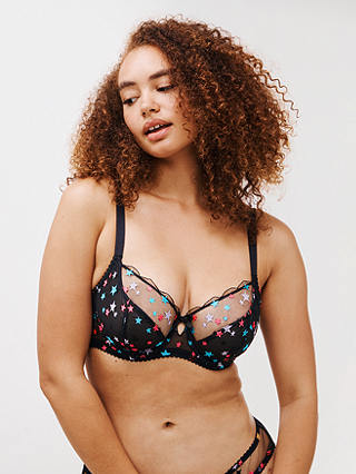 AND/OR Elsa Star Full Support Underwired Plunge Bra, Black, E-G Cup Sizes