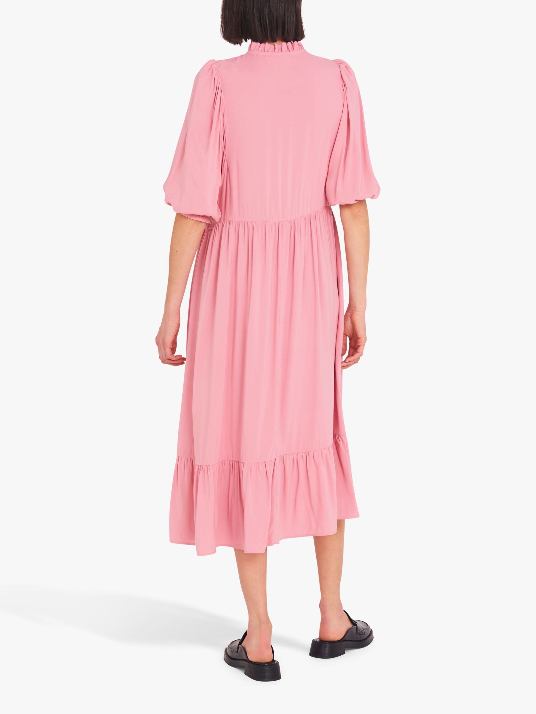 Finery Kyra Tiered Midi Dress, Pink at John Lewis & Partners