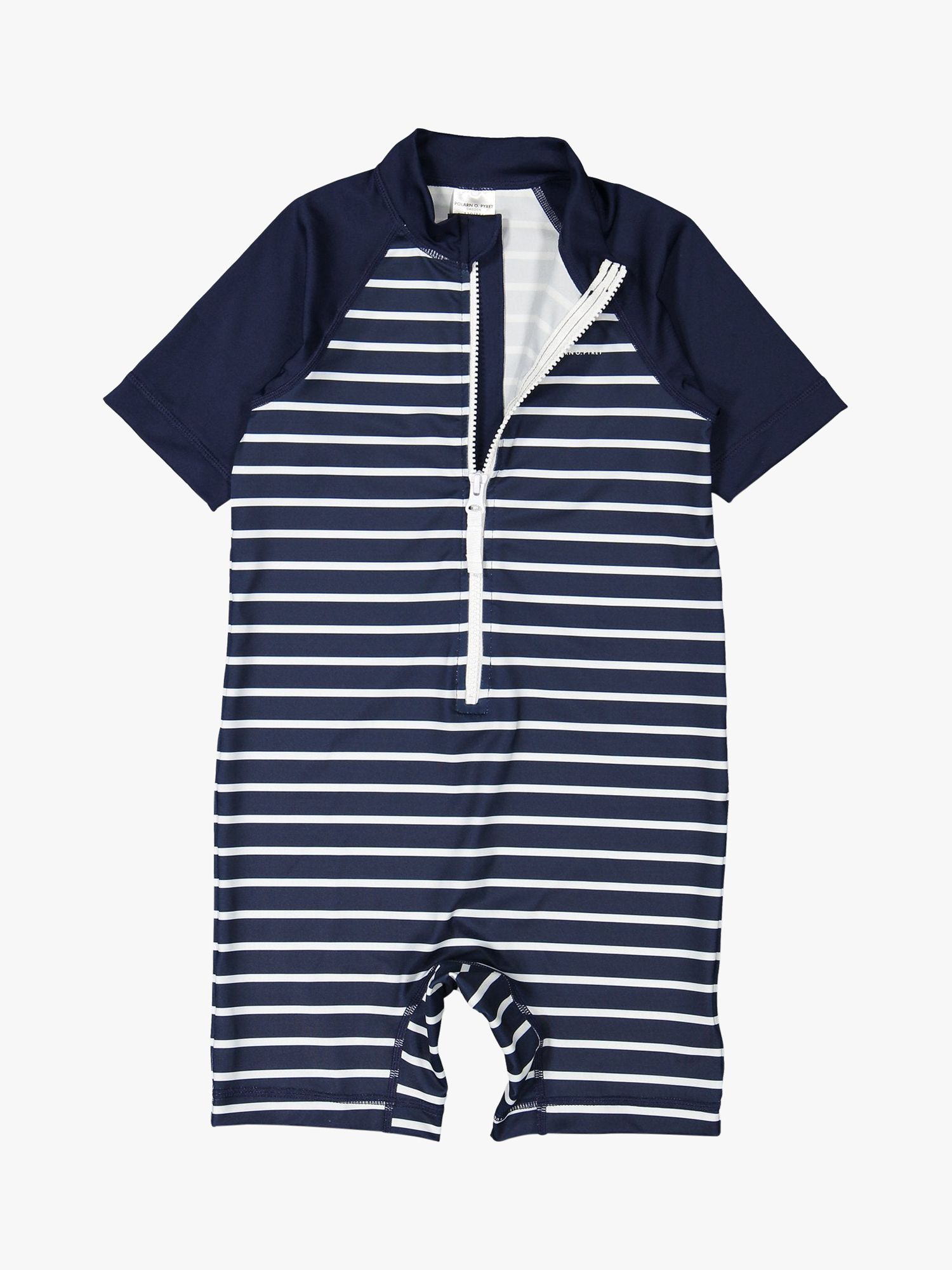 Polarn O. Pyret Kids' Stripe All-In-One Swimsuit, Navy, 6-12 months