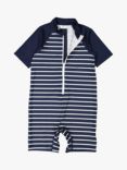 Polarn O. Pyret Kids' Stripe All-In-One Swimsuit, Navy