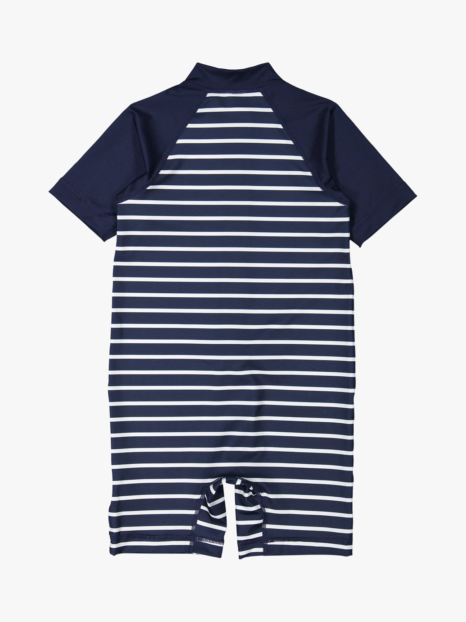 Polarn O. Pyret Kids' Stripe All-In-One Swimsuit, Navy, 6-12 months