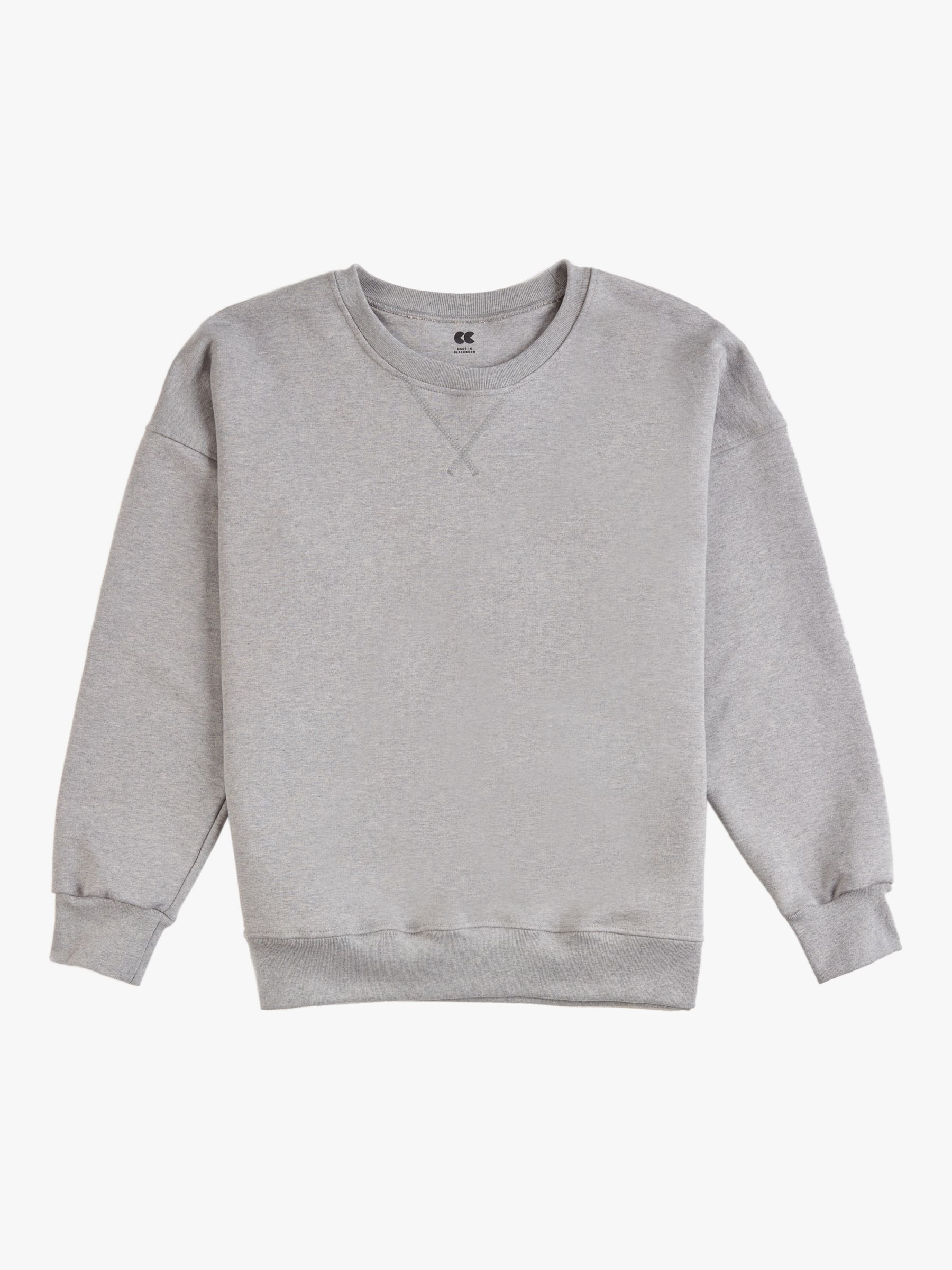 Community Clothing Cotton Crew Drop Shoulder Sweatshirt, Grey Marl, S